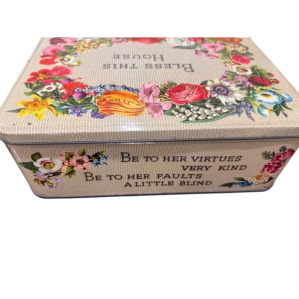 Vintage Original CARRS Assorted Biscuit Tin Floral Tapestry Bless This House